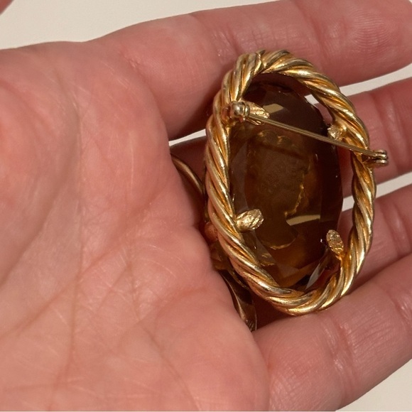 Vintage topaz Faceted Glass Oval Intaglio Ring - Picture 11 of 12